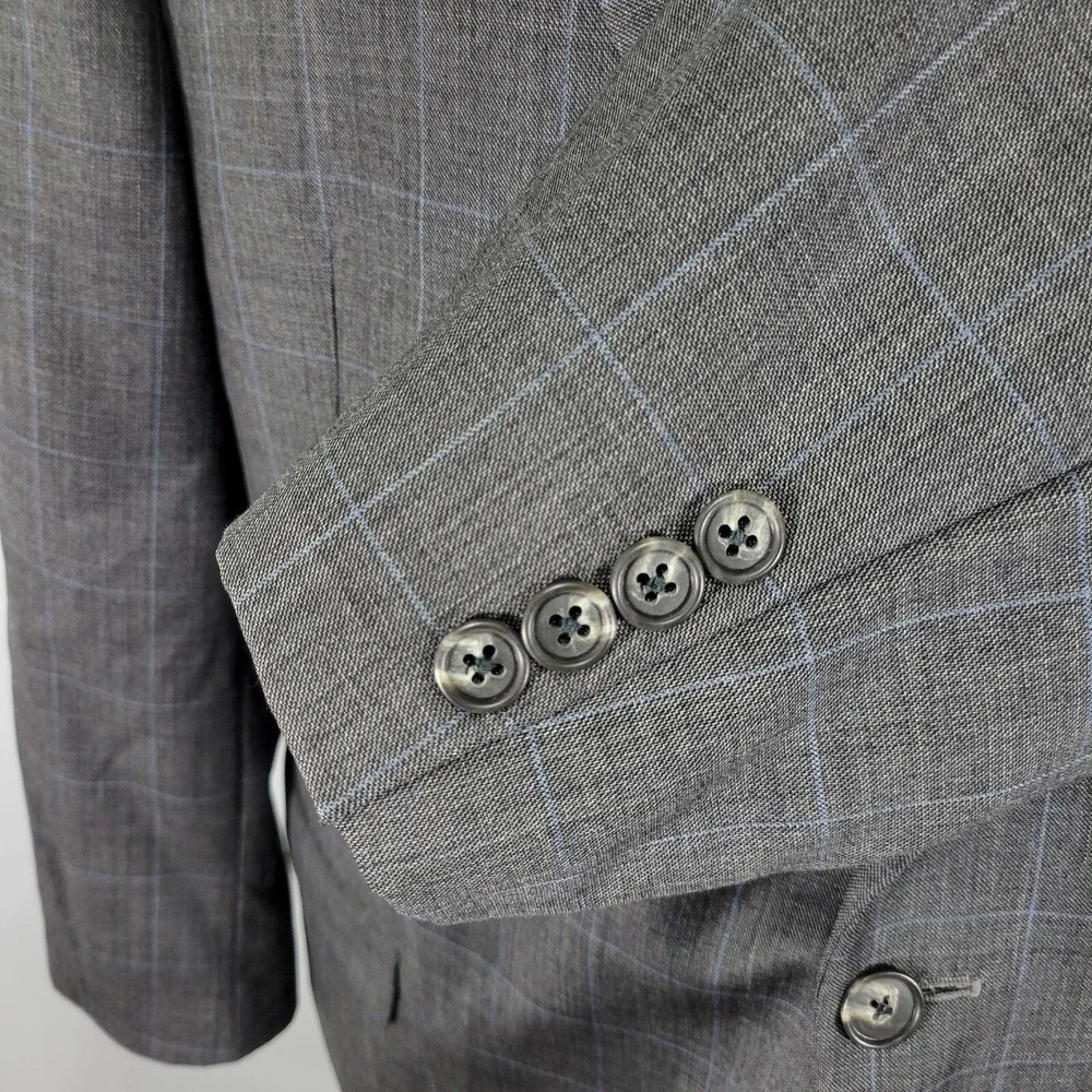 Joseph Abboud Men's Sport Coat Blazer Two Button Gray SHK‎ SKN Plaid Wool 46R